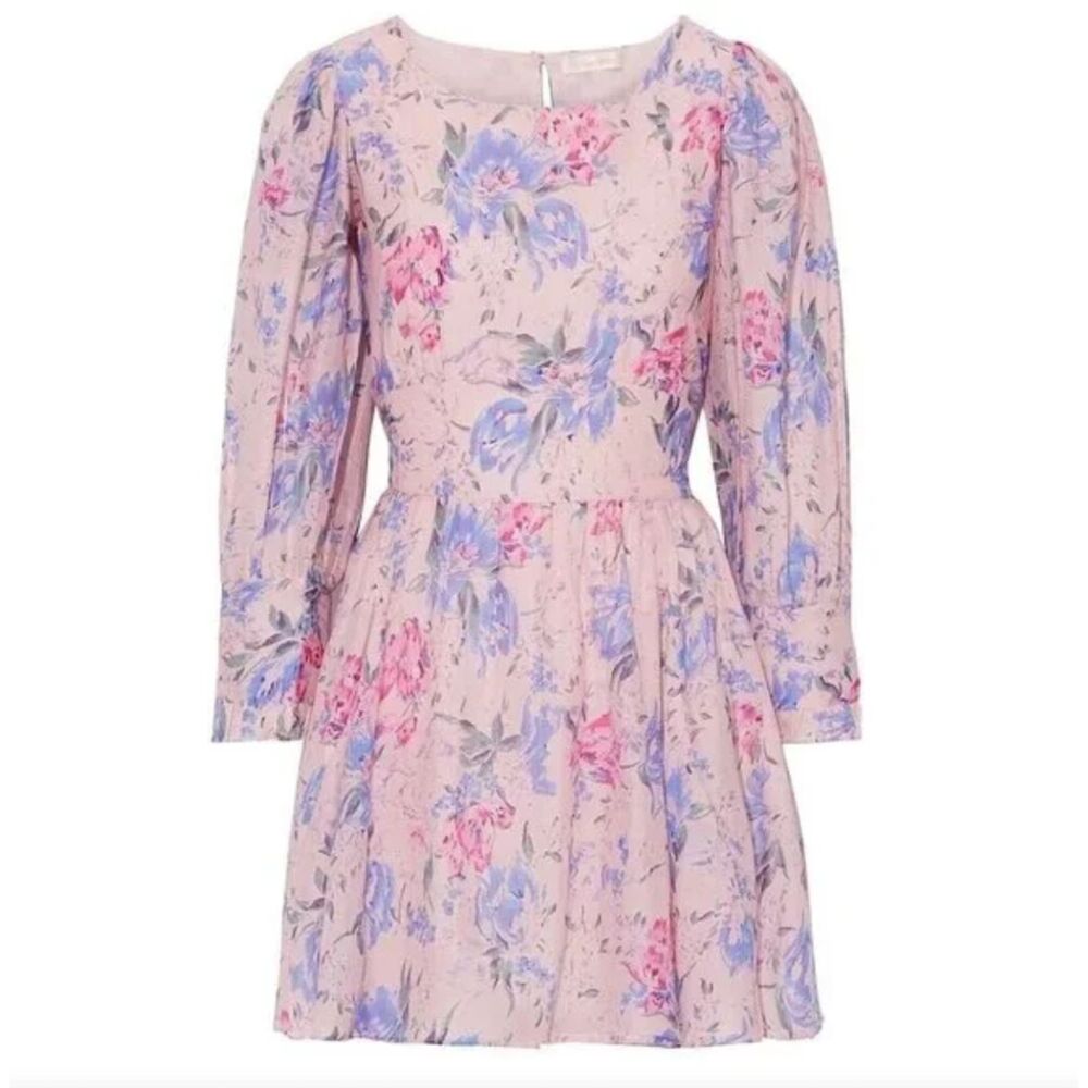 LoveShackFancy Ross Mini Dress in Whispering Lilac Floral Silk Cotton Dress 4